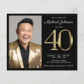 Papier Black Gold Photo Budget 40e anniversaire Invitatio (Devant)