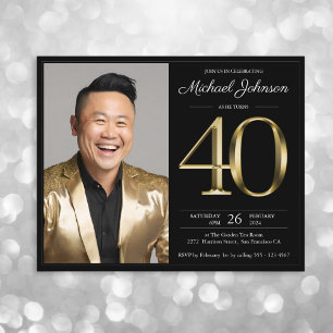 Papier Black Gold Photo Budget 40e anniversaire Invitatio