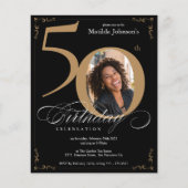 Papier Black Gold Photo Budget 50e anniversaire Invitatio (Devant)