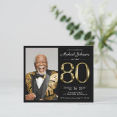 Papier Black Gold Photo Budget 80e anniversaire Invitatio (Debout devant)