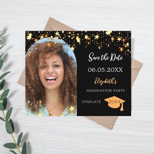 Papier Black gold photo Graduation Party Enregistrer la d