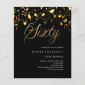 Papier Black gold stars budget 60e anniversaire invitatio (Devant)
