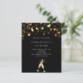 Papier Black gold stars salue l'invitation d'anniversaire (Debout devant)