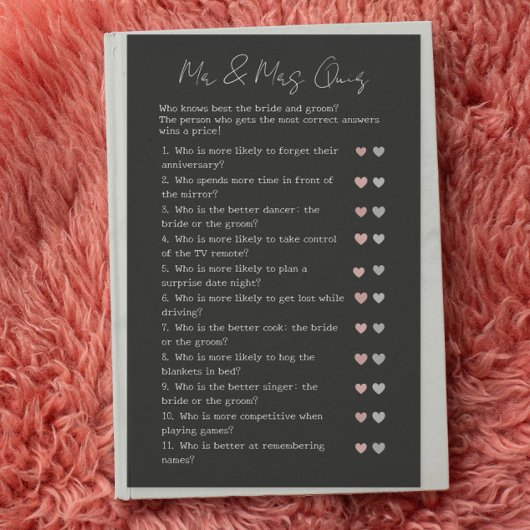 Papier Black Modern Devis Qui Mariage Fête des mariées Je