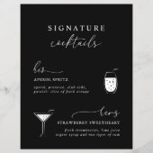 Papier Black Modern Elegant Signature Cocktails Signal (Devant)
