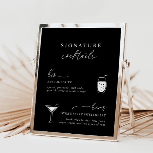 Papier Black Modern Elegant Signature Cocktails Signal