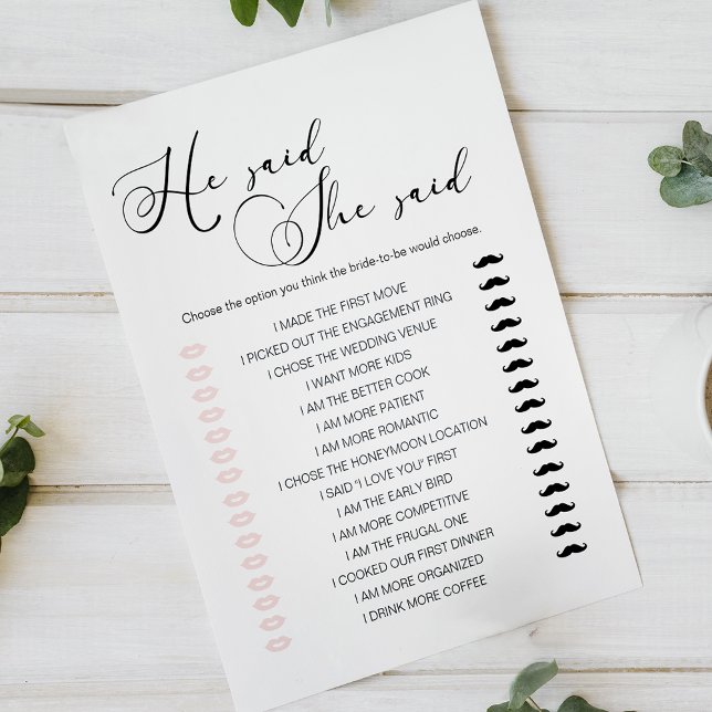 Papier Black Modern Simple Script Jeu Il A Dit Qu'Elle A  (Créateur téléchargé)