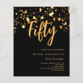 Papier Black or étoiles script 50e anniversaire invitatio (Devant)