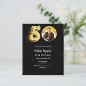 Papier Black or photo 50e anniversaire invitation (Debout devant)