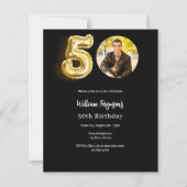 Papier Black or photo 50e anniversaire invitation (Devant)