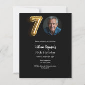 Papier Black or photo 70e anniversaire invitation (Devant)