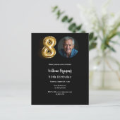Papier Black or photo 80e anniversaire invitation (Debout devant)