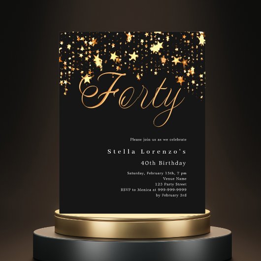 Papier Black or stars budget 40e anniversaire invitation