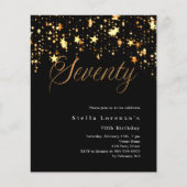 Papier Black or stars budget 70e anniversaire invitation (Devant)