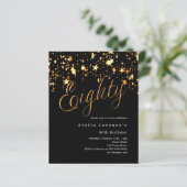 Papier Black or stars budget 80e anniversaire invitation (Debout devant)
