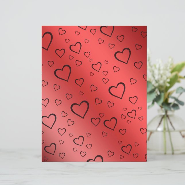Papier Black Outlines Hearts on Red Ombre Scrapbook Paper (Debout devant)