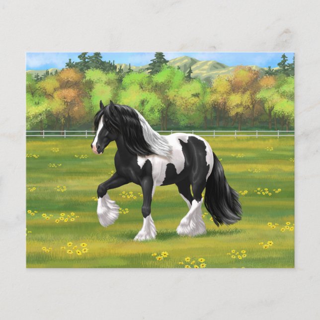 Papier Black Pinto Piebald Gypsy Vanner Draft Horse (Devant)