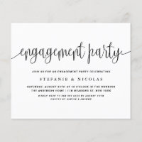 Black Pretty Calligraphy Engagement Invitation