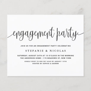 Papier Black Pretty Calligraphy Engagement Invitation