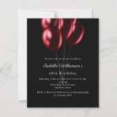 Papier Black red balloons birthday invitation (Devant)