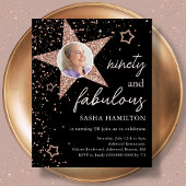 Papier Black & Rose Gold 90e Anniversaire Invitation budg