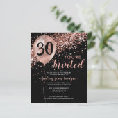 Papier Black Rose Gold Glam Balloon Anniversaire Invitati (Debout devant)