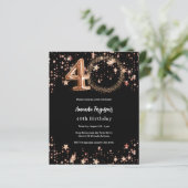 Papier Black rose or photo 40e anniversaire invitation (Debout devant)
