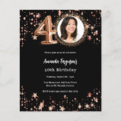 Papier Black rose or photo 40e anniversaire invitation (Devant)