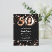 Papier Black rose or photo 50e anniversaire invitation (Debout devant)