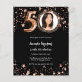 Papier Black rose or photo 50e anniversaire invitation (Devant)