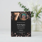 Papier Black rose or photo 70e anniversaire invitation (Debout devant)