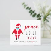 Papier Black Santa Peace Out 2021 Funny Christmas Holiday (Debout devant)