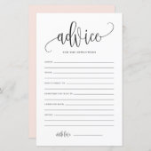 Papier Black Script Advice for the Newlyweds Mariage Card (Devant / Derrière)