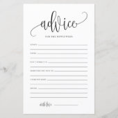 Papier Black Script Advice for the Newlyweds Mariage Card (Devant)