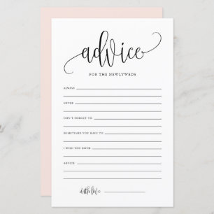 Papier Black Script Advice for the Newlyweds Mariage Card