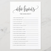 Papier Black Script Qui Connaît Maman Meilleur Baby showe (Devant)