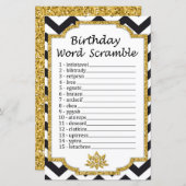 Papier Black White Chevron Anniversaire Word Scramble Jeu (Devant / Derrière)