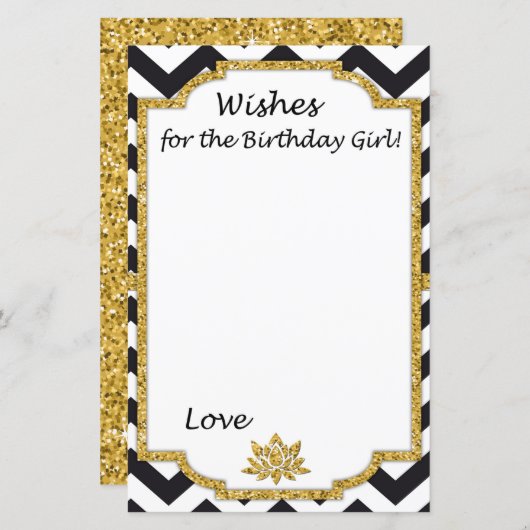Papier Black White Chevron souhaite à la fille d'annivers (Devant / Derrière)