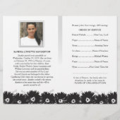 Papier Black & White Floral Funeral Program avec photo (Dos)