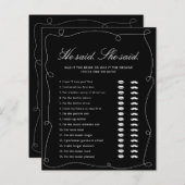 Papier Black & White Il a dit. Elle A Dit Fête des mariée (Devant / Derrière)