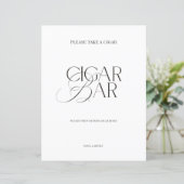 Papier Black & White Minimalist Cigar Bar Wedding Sign (Debout devant)