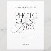 Papier Black & White Modern Classic Photo Guest Book Sign (Devant)