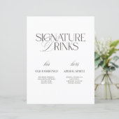Papier Black & White Modern Wedding Signature Drinks Sign (Debout devant)