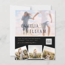 Black White PHOTO Wedding Inviter QR CODE Enregist