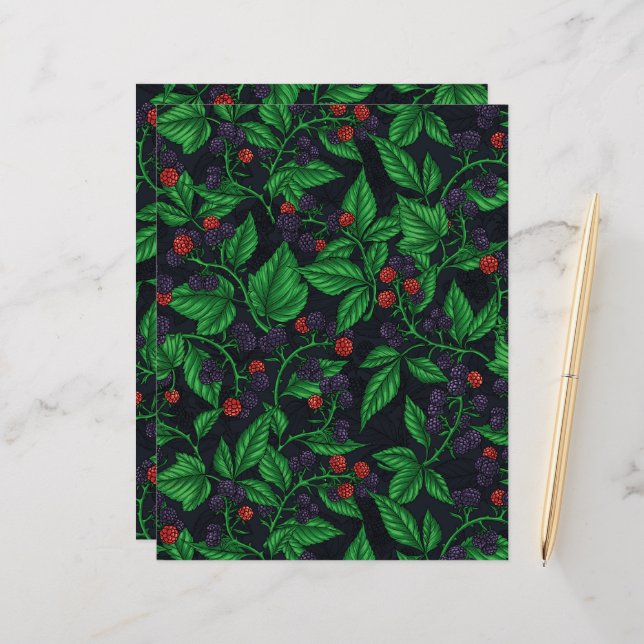 Papier Blackberry sur gris foncé (Devant/Arrière en situation)