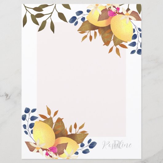 Papier blanc citron chic monogramme (Devant)