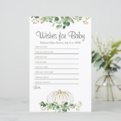 Papier Blanc Citrouille verdure Floral Voeux pour bébé (Debout devant)