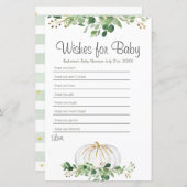 Papier Blanc Citrouille verdure Floral Voeux pour bébé (Devant / Derrière)