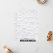 Papier blanc effondré carte pour notes plat person (Devant/Arrière en situation)