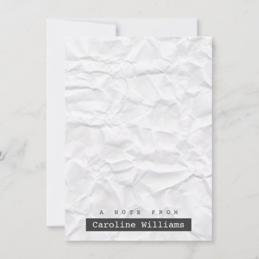 Papier blanc effondré carte pour notes plat person (Devant)